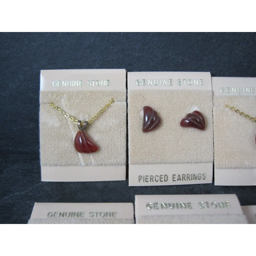 Lot of 4 Vintage Carved Gemstone Jewelry Sets  - Necklaces & Earrings